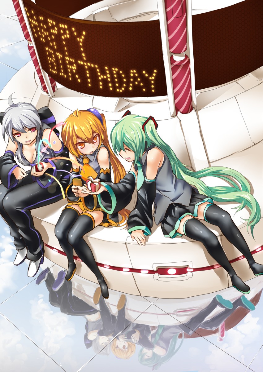 hatsune miku, yowane haku, and akita neru (vocaloid) drawn by tadano_magu