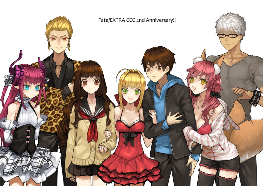 tamamo, nero claudius, gilgamesh, tamamo no mae, archer, and 2 more (fate and 2 more) drawn by harano_(shirohata)