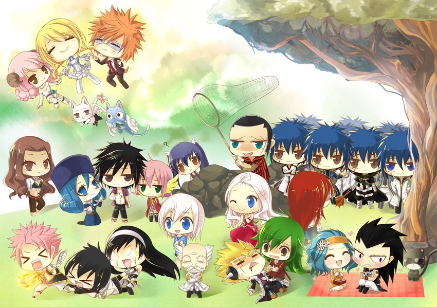 lucy heartfilia, erza scarlet, natsu dragneel, wendy marvell, juvia lockser, and 20 more (fairy tail and 1 more) drawn by achiba