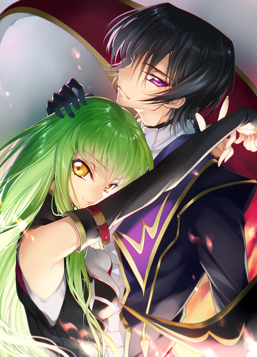 c.c. and lelouch vi britannia (code geass) drawn by creayus