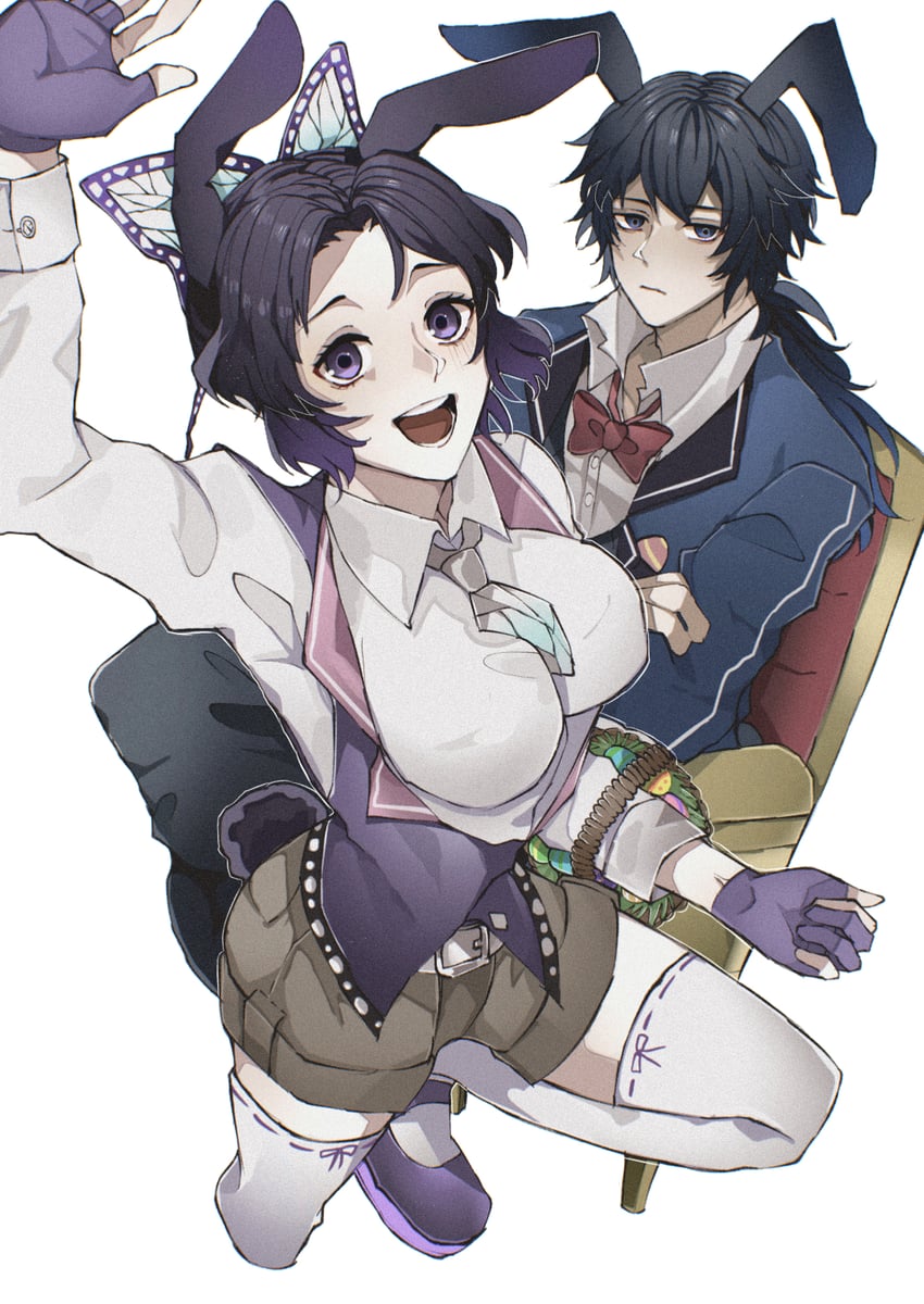 kochou shinobu and tomioka giyuu (kimetsu no yaiba) drawn by alissax1419