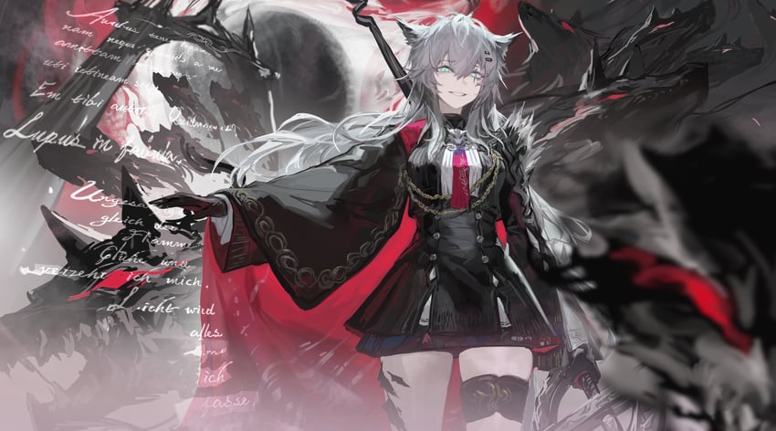 lappland, lappland the decadenza, and zaaro (arknights) drawn by xiaoye_eago