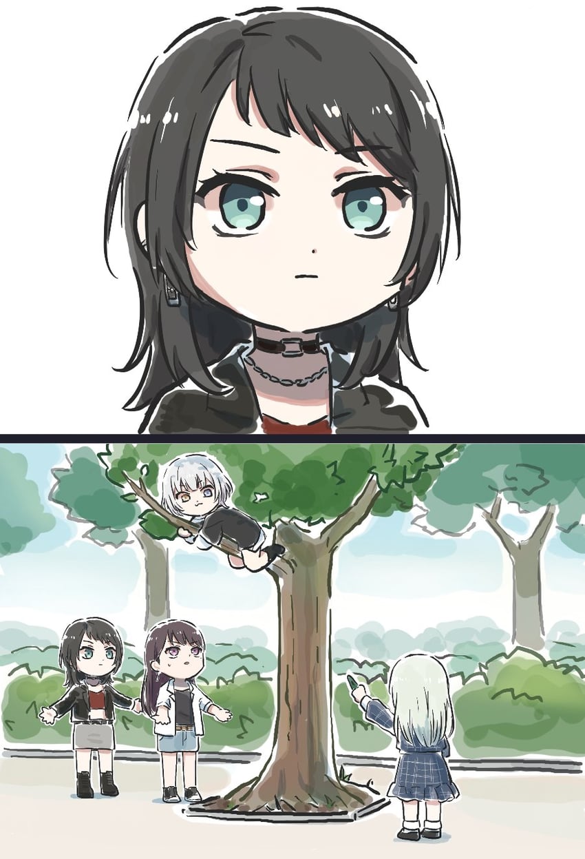 shiina taki, wakaba mutsumi, yahata umiri, and kaname raana (bang dream! and 1 more) drawn by lyy
