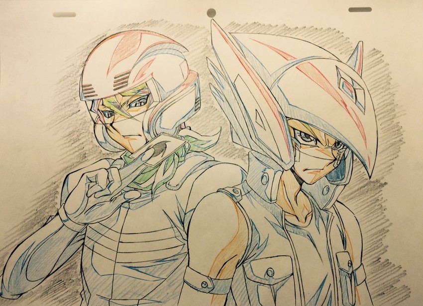 crow hogan and sawatari shingo (yu-gi-oh! and 1 more) drawn by hiroki_(vvkagerouvvr2)