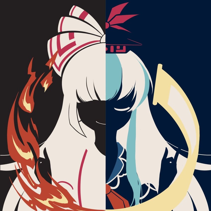 fujiwara no mokou and kamishirasawa keine (touhou) drawn by maskin_mei