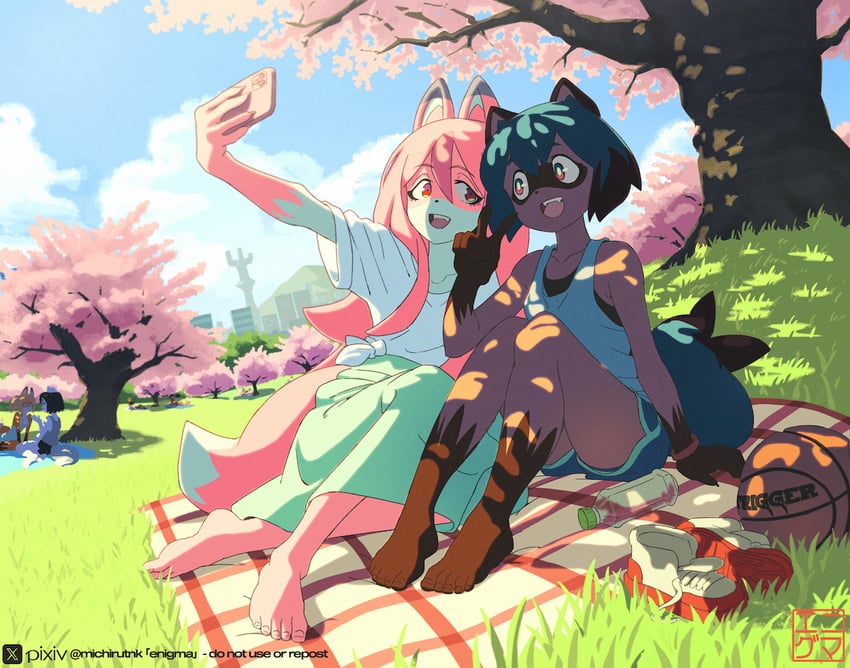 kagemori michiru and hiwatashi nazuna (brand new animal and 1 more) drawn by michirutnk