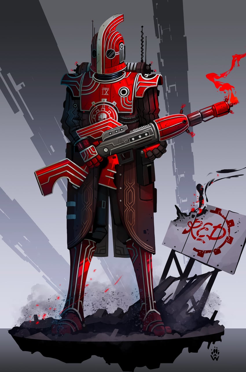 adeptus mechanicus and skitarii (warhammer 40k and 1 more) drawn by wolfdawg_art