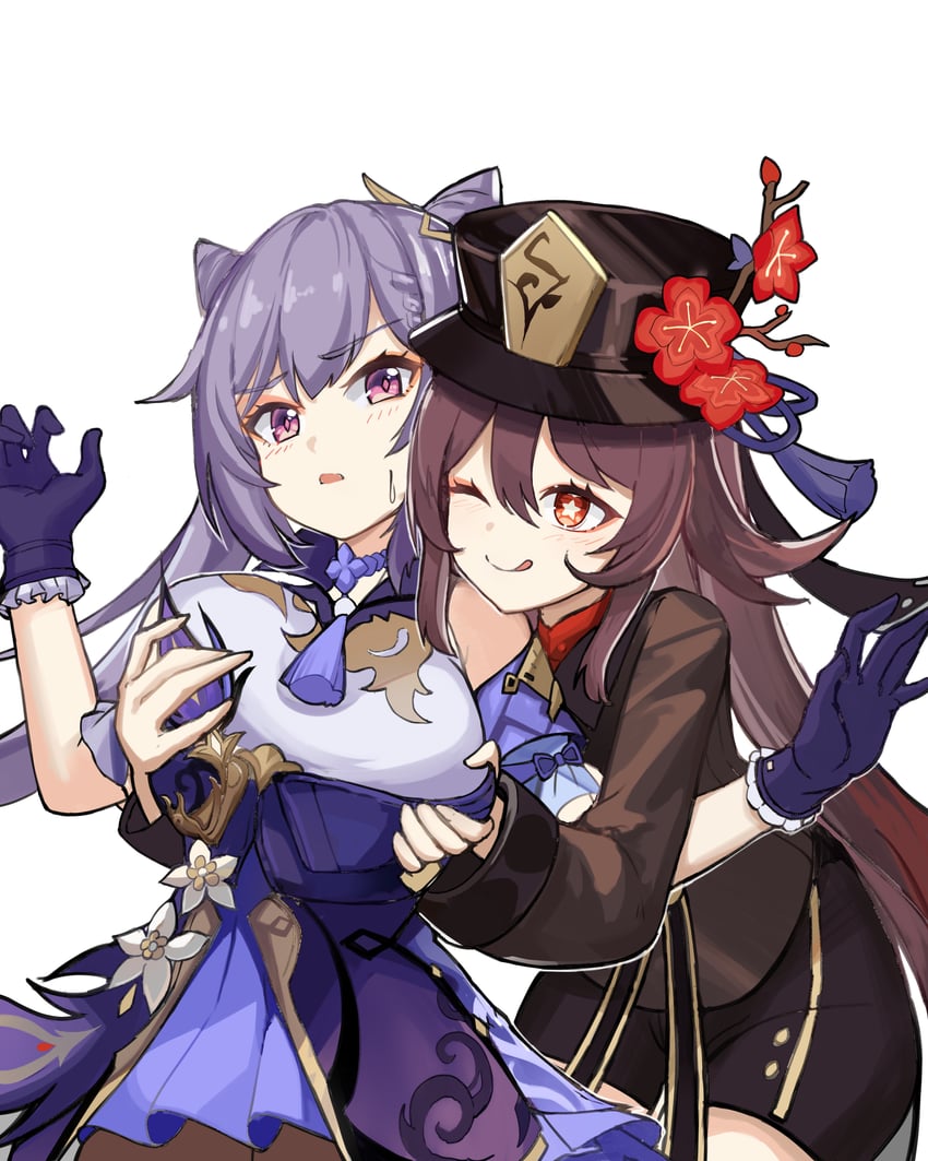 hu tao and keqing (genshin impact) drawn by user_jssa2257