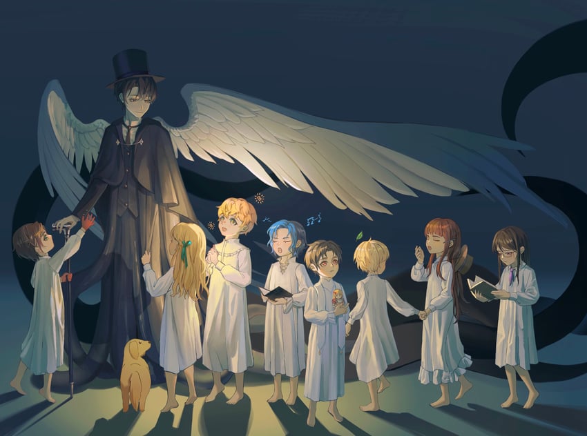 klein moretti, leonard mitchell, audrey hall, fors wall, alger wilson, and 4 more (lord of the mysteries) drawn by maikelaien
