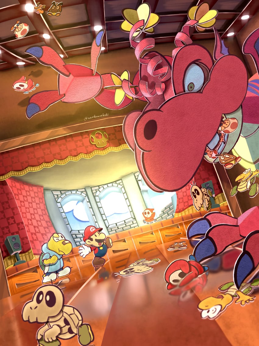 mario, toad, goomba, red toad, shy guy, and 5 more (mario and 2 more) drawn by maribou_(supermaribou)
