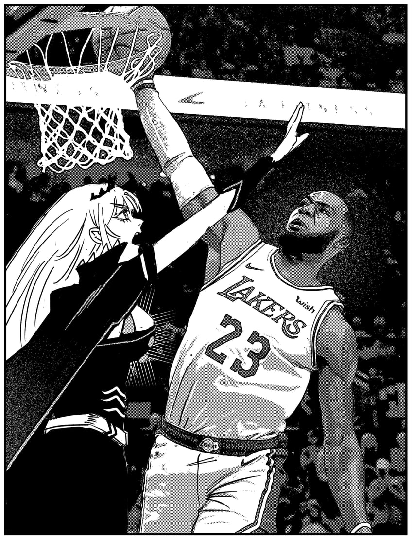mori calliope and lebron james (hololive and 4 more) drawn by xyanaid