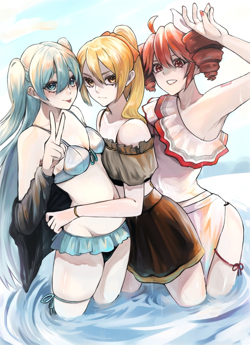 hatsune miku, kasane teto, and akita neru (vocaloid and 3 more) drawn by yasiro_hayate