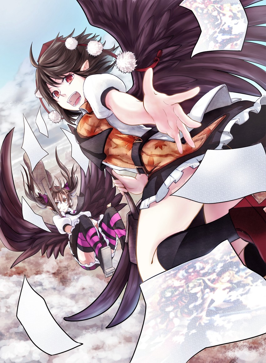 shameimaru aya and himekaidou hatate (touhou) drawn by mitsu_(tendou_itsuki)