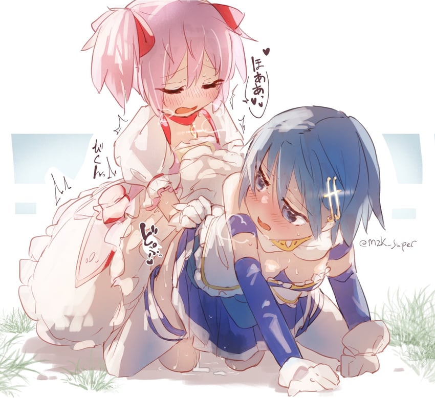 kaname madoka and miki sayaka (mahou shoujo madoka magica) drawn by mzk_super