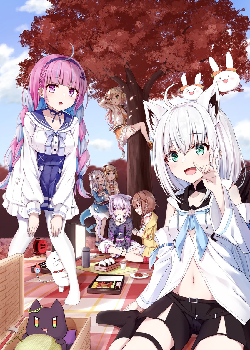 gawr gura, shirakami fubuki, nekomata okayu, minato aqua, watson amelia, and 6 more (hololive and 1 more) drawn by shishou_(doragyurosu)