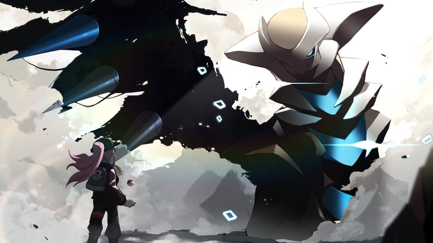 mori calliope and giratina (pokemon and 3 more) drawn by ronin_(zeth_total)