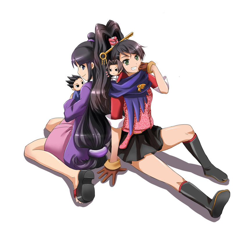 phoenix wright, miles edgeworth, maya fey, and kay faraday (ace attorney and 1 more) drawn by althea_(sakiya0000)