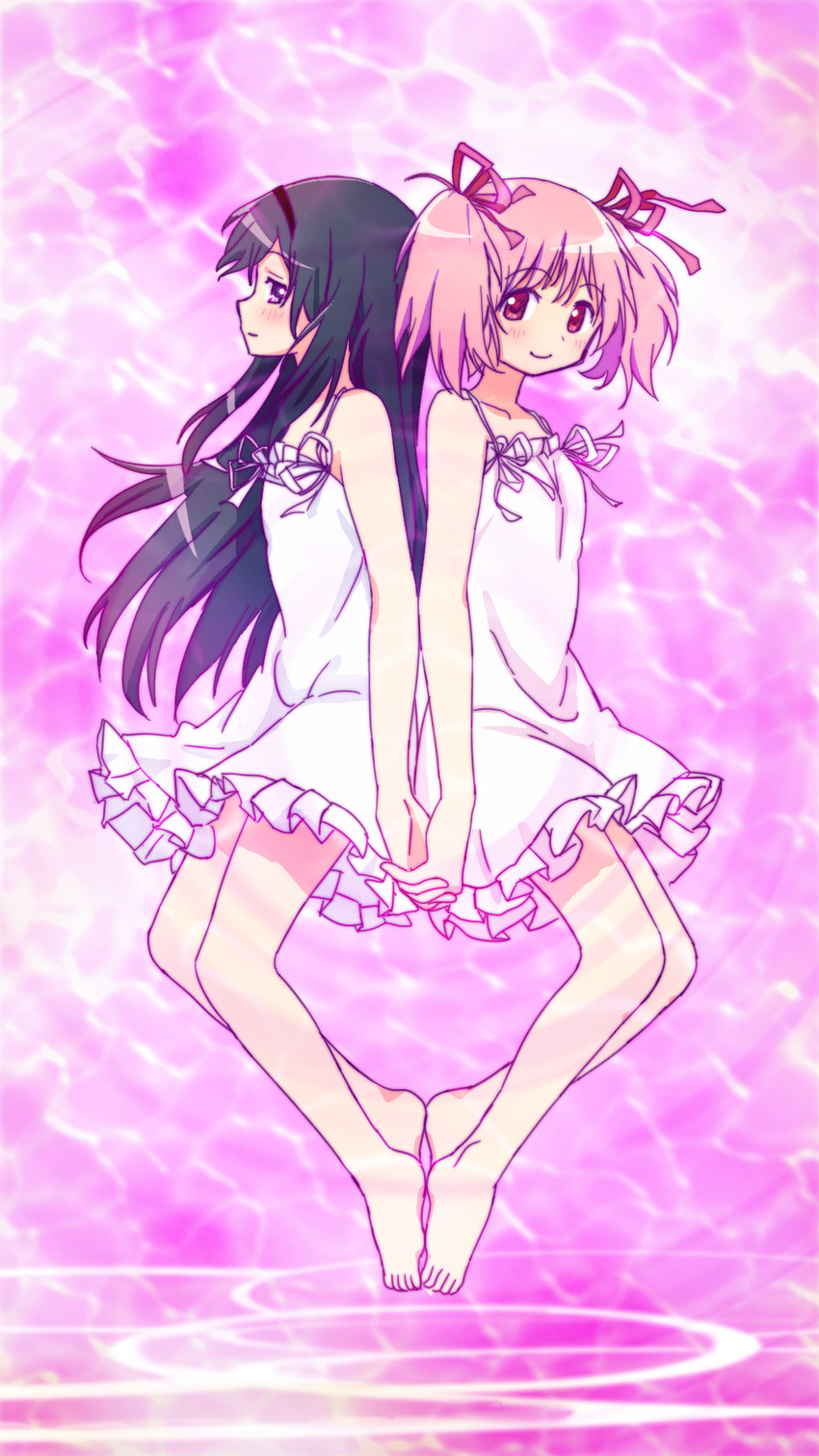 akemi homura and kaname madoka (mahou shoujo madoka magica) drawn by piroaki