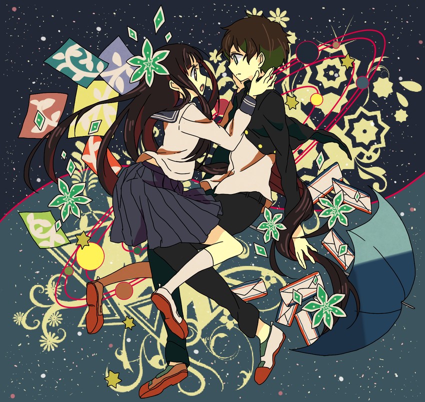 chitanda eru and oreki houtarou (hyouka) drawn by hari611