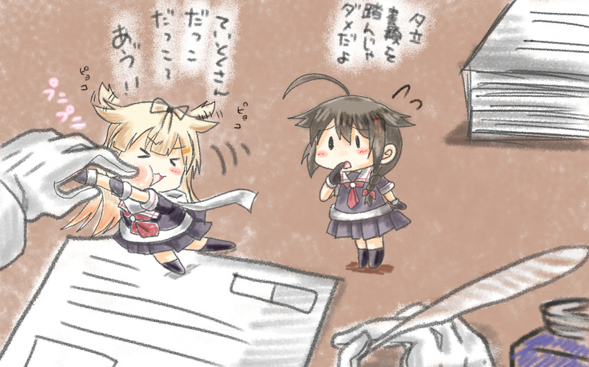 admiral, shigure, yuudachi, shigure kai ni, and yuudachi kai ni (kantai collection) drawn by taisa_(kari)