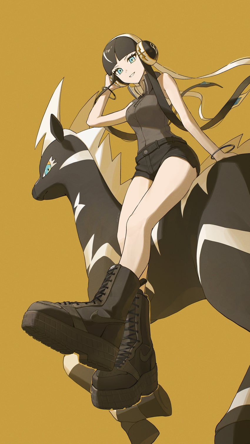 elesa and zebstrika (pokemon and 1 more) drawn by odd_(hin_yari)