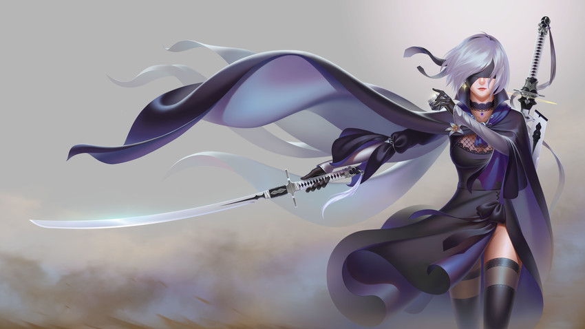 2b (nier and 1 more) drawn by louis_hung