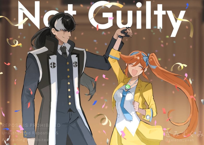 athena cykes and simon blackquill (ace attorney and 1 more) drawn by gumi_(gelatin)