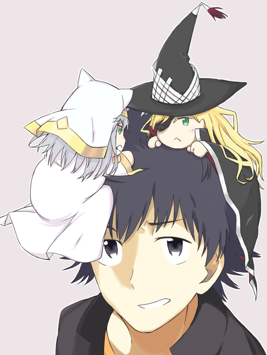 kamijou touma, index, and othinus (toaru majutsu no index and 1 more) drawn by yakutashi