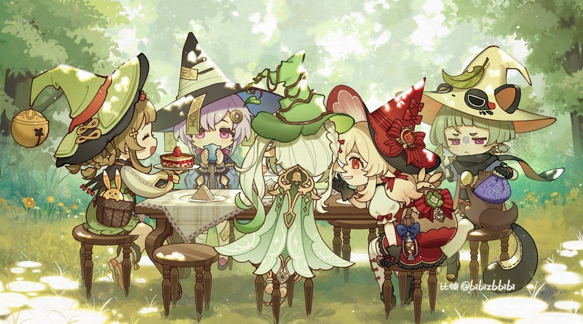 nahida, qiqi, dodoco, sayu, yaoyao, and 4 more (genshin impact) drawn by bibizbbibi