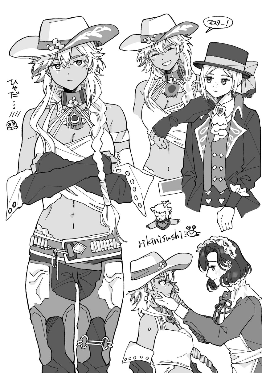 vertin, tuesday, argus, and barbara (reverse:1999) drawn by rikini_sushi