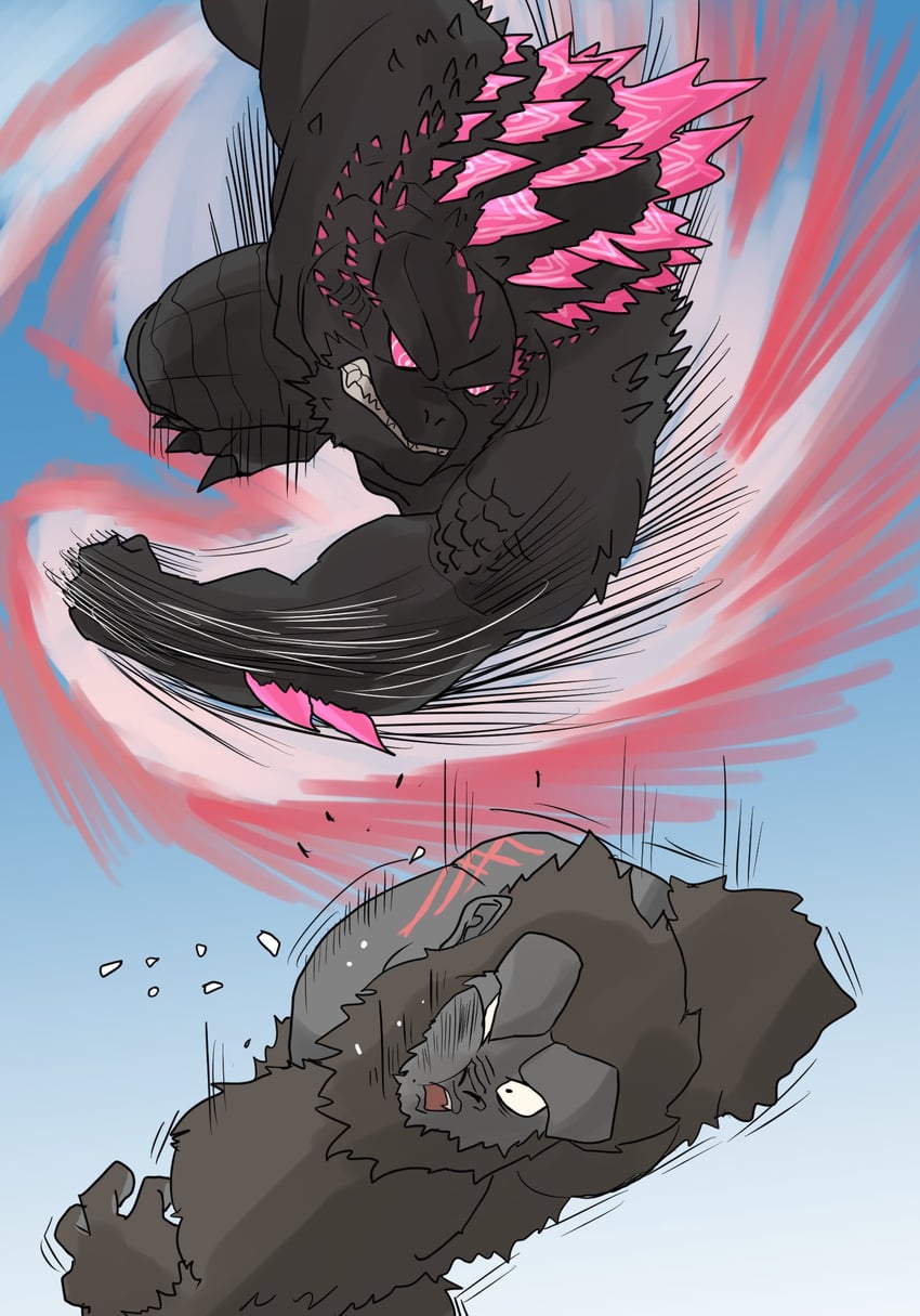 godzilla, king kong, kong, and godzilla evolved (dragon ball and 5 more) drawn by ibuki_(tulta_icon)