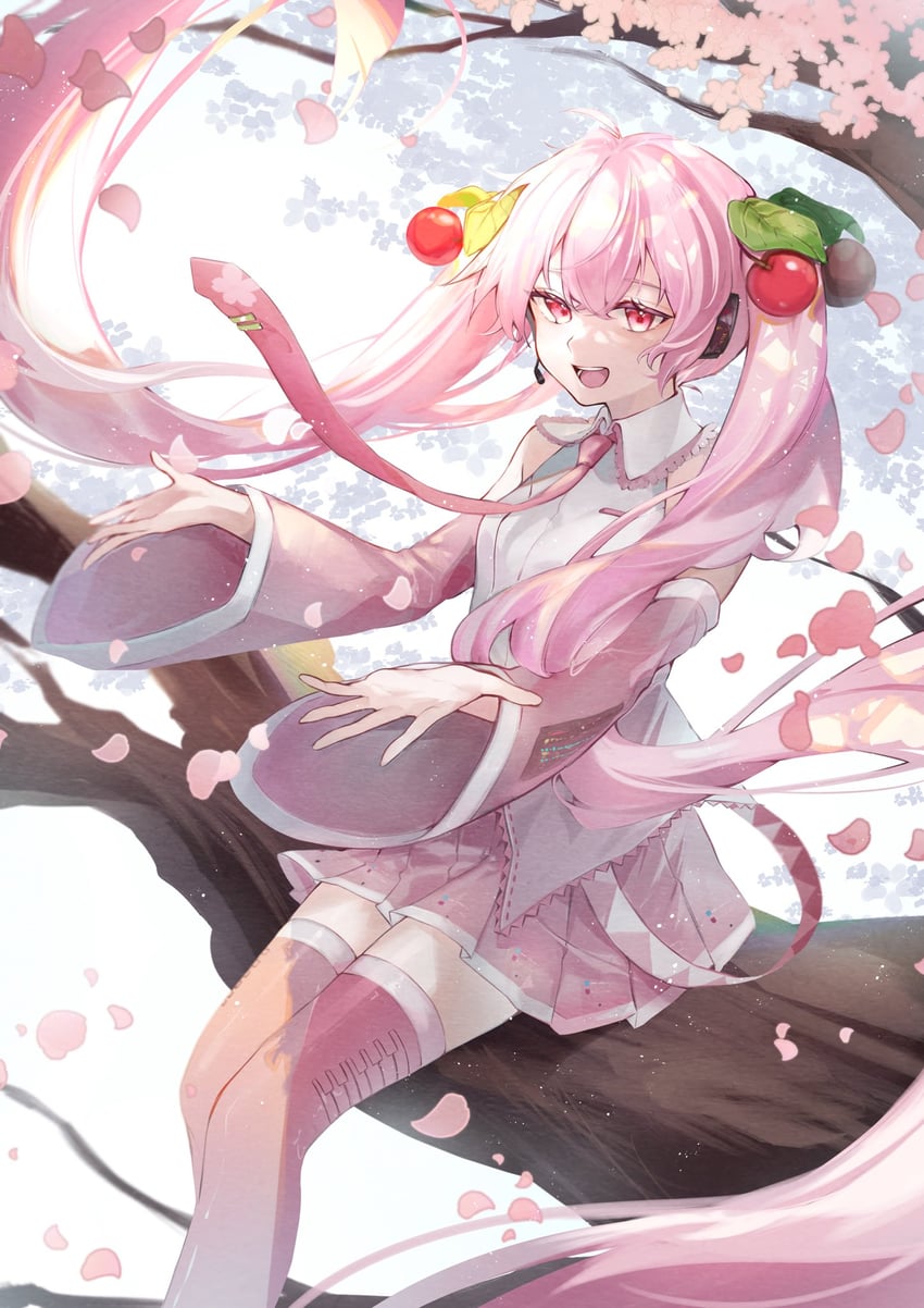 hatsune miku and sakura miku (vocaloid) drawn by murumuru_(pixiv51689952)