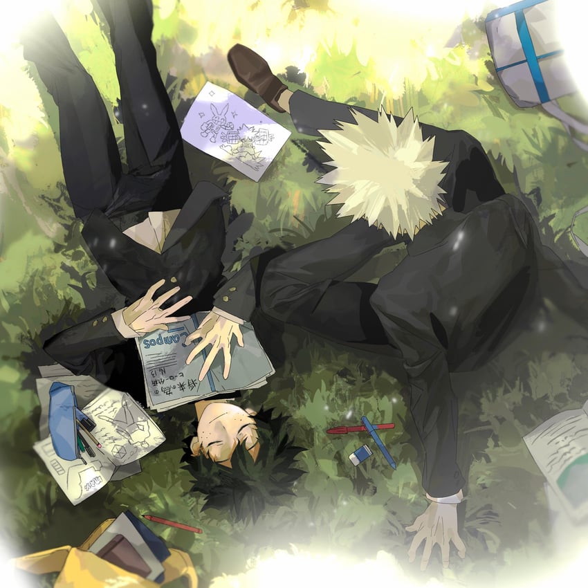 midoriya izuku and bakugou katsuki (boku no hero academia) drawn by pao_jiao_yu_pao_jiao