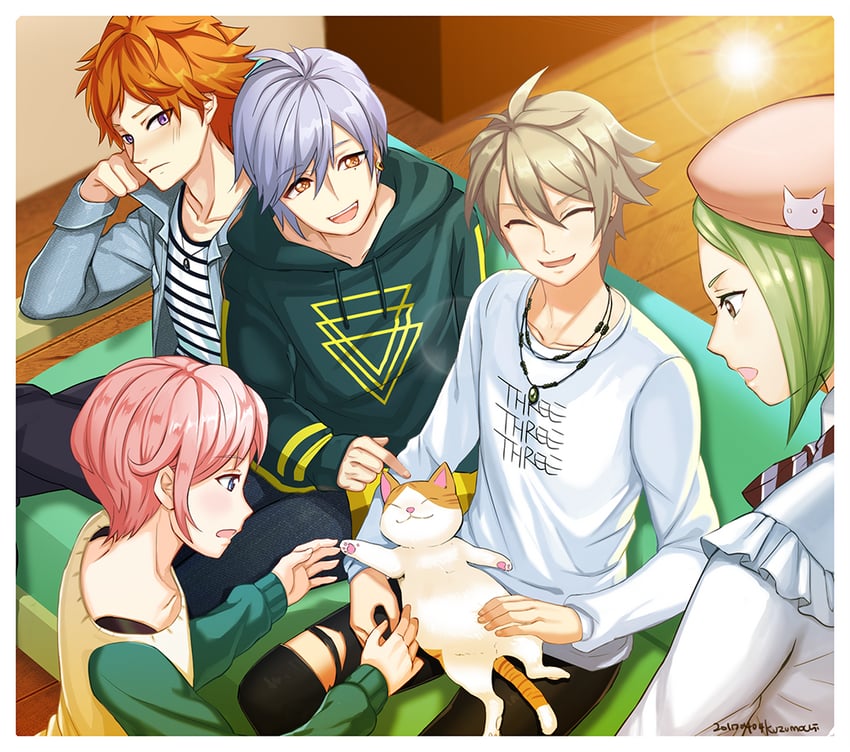 rurikawa yuki, sakisaka muku, ikaruga misumi, sumeragi tenma, and miyoshi kazunari (a3!) drawn by kuzumochi_(kuzumochiya)
