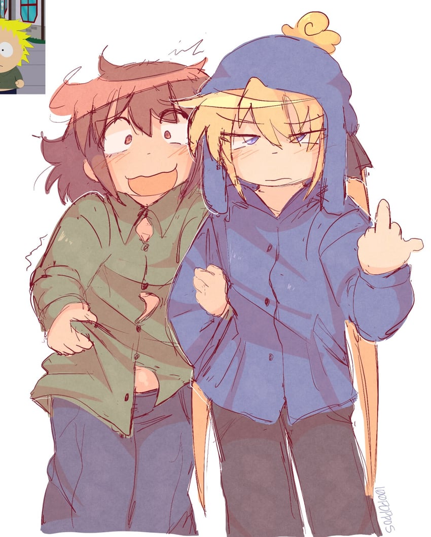 sonya, oribe yasuna, craig tucker, and tweek tweak (kill me baby and 1 more) drawn by poppos