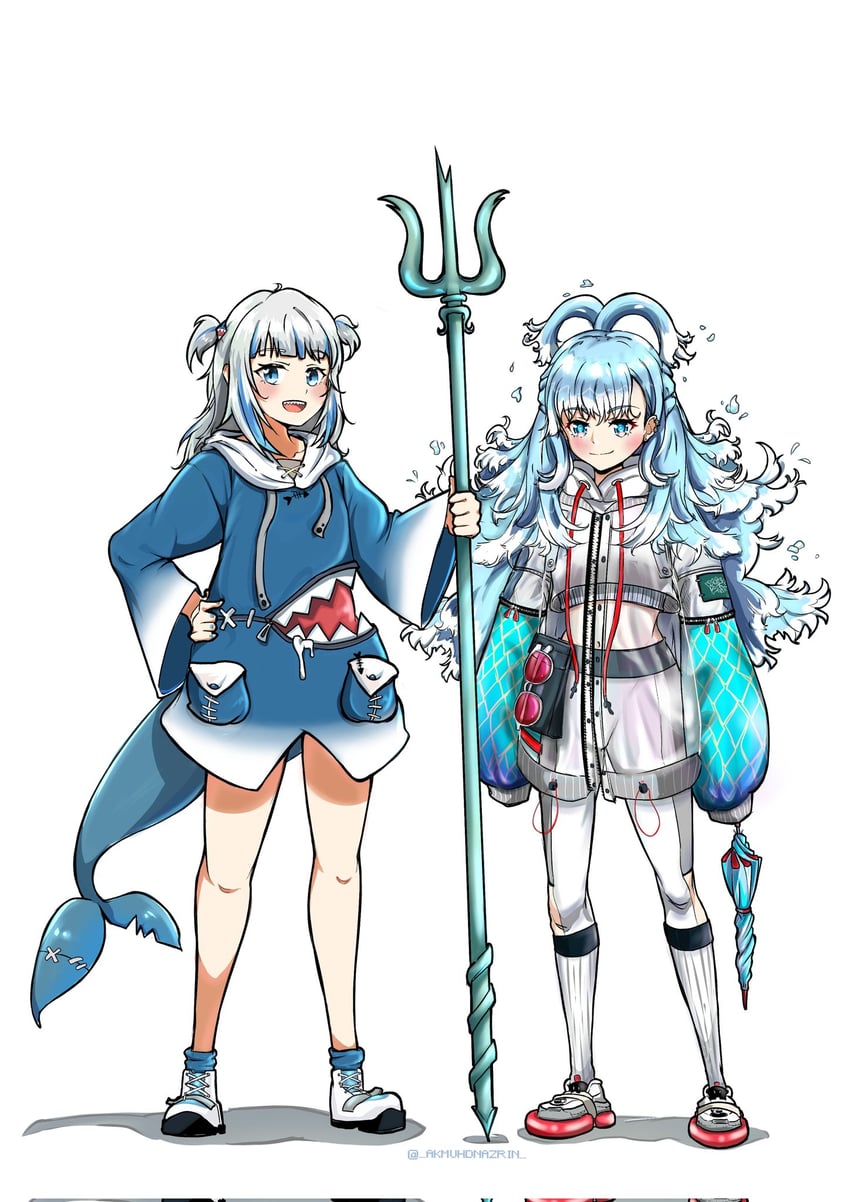 gawr gura and kobo kanaeru (hololive and 2 more) drawn by akrx78_2