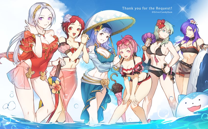 female byleth, edelgard von hresvelg, hilda valentine goneril, marianne von edmund, female shez, and 2 more (fire emblem and 4 more) drawn by silvercandy_gum