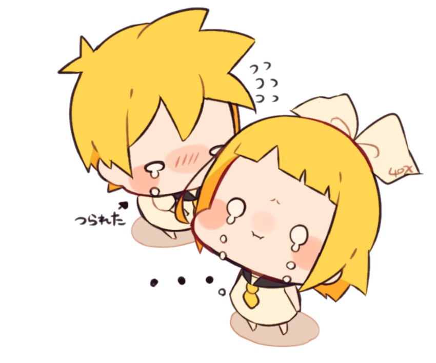 kagamine rin and kagamine len (vocaloid) drawn by kitsune_no_ko