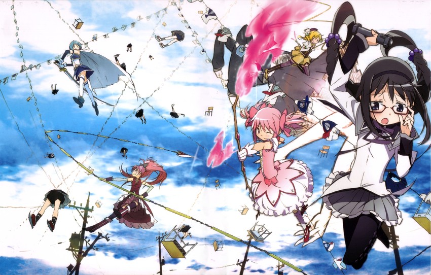 akemi homura, kaname madoka, miki sayaka, sakura kyoko, tomoe mami, and 2 more (mahou shoujo madoka magica)