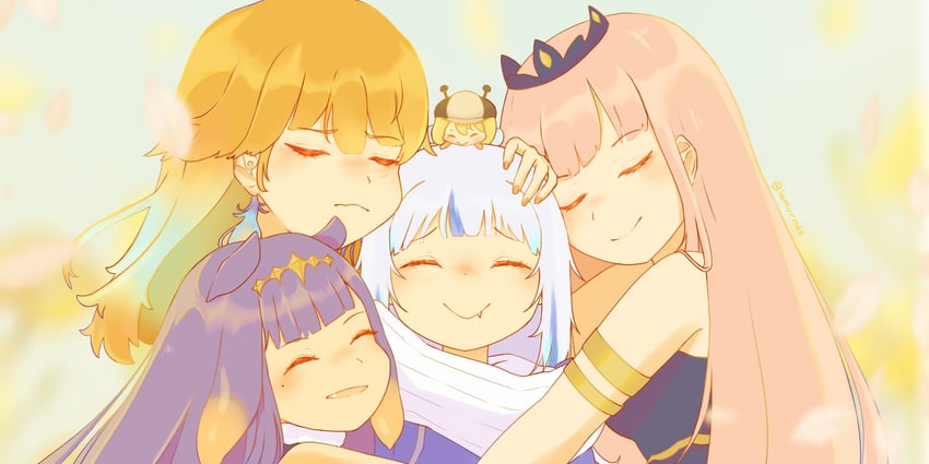 gawr gura, mori calliope, ninomae ina'nis, takanashi kiara, watson amelia, and 1 more (hololive and 1 more) drawn by iamurnae