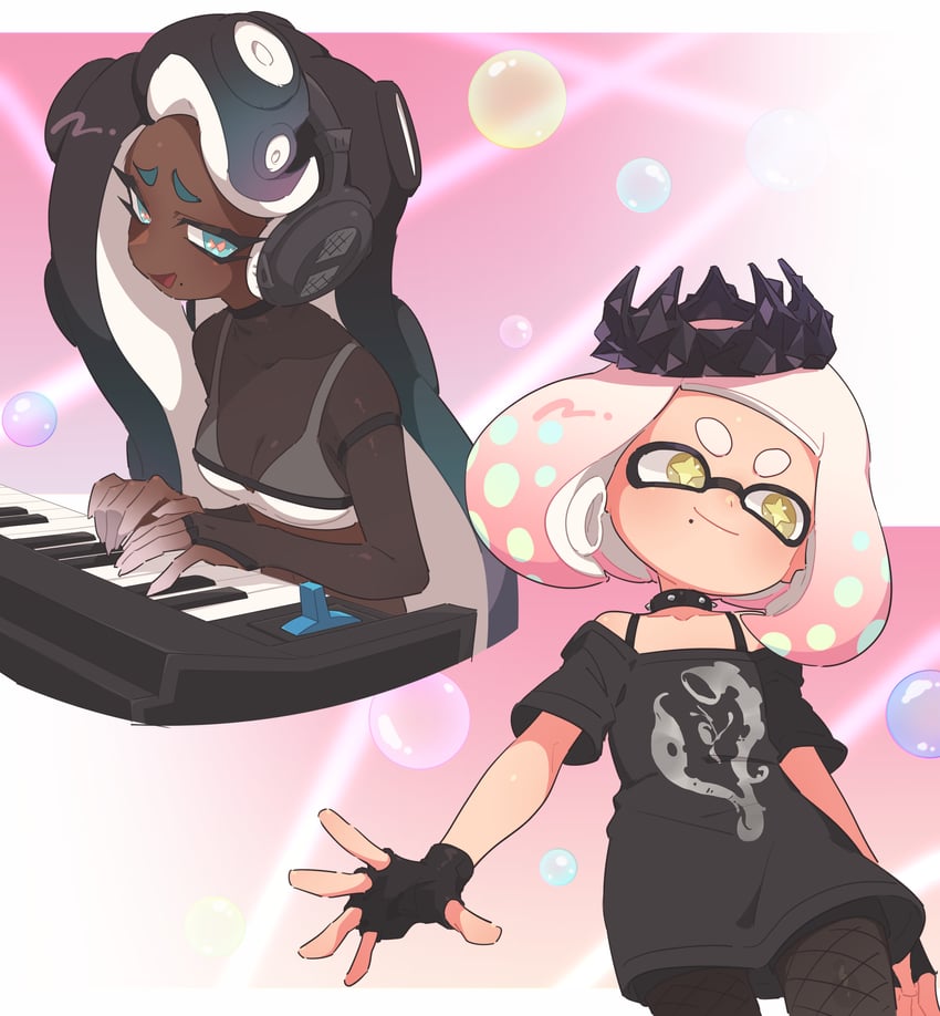 marina and pearl (splatoon and 1 more) drawn by surume01417