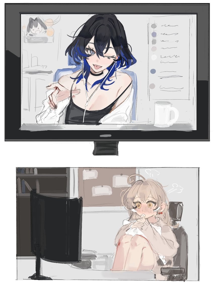 ouro kronii and nanashi mumei (hololive and 1 more) drawn by eus_ing