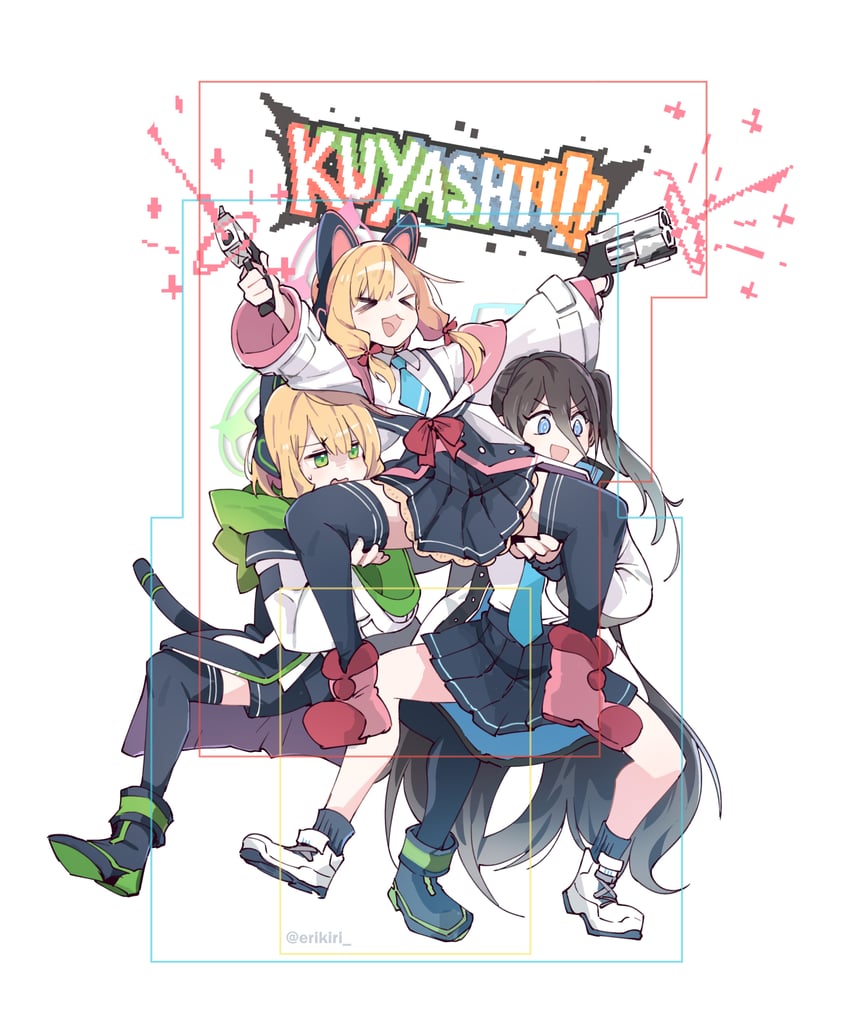aris, momoi, and midori (blue archive and 2 more) drawn by eri_(erikiri)