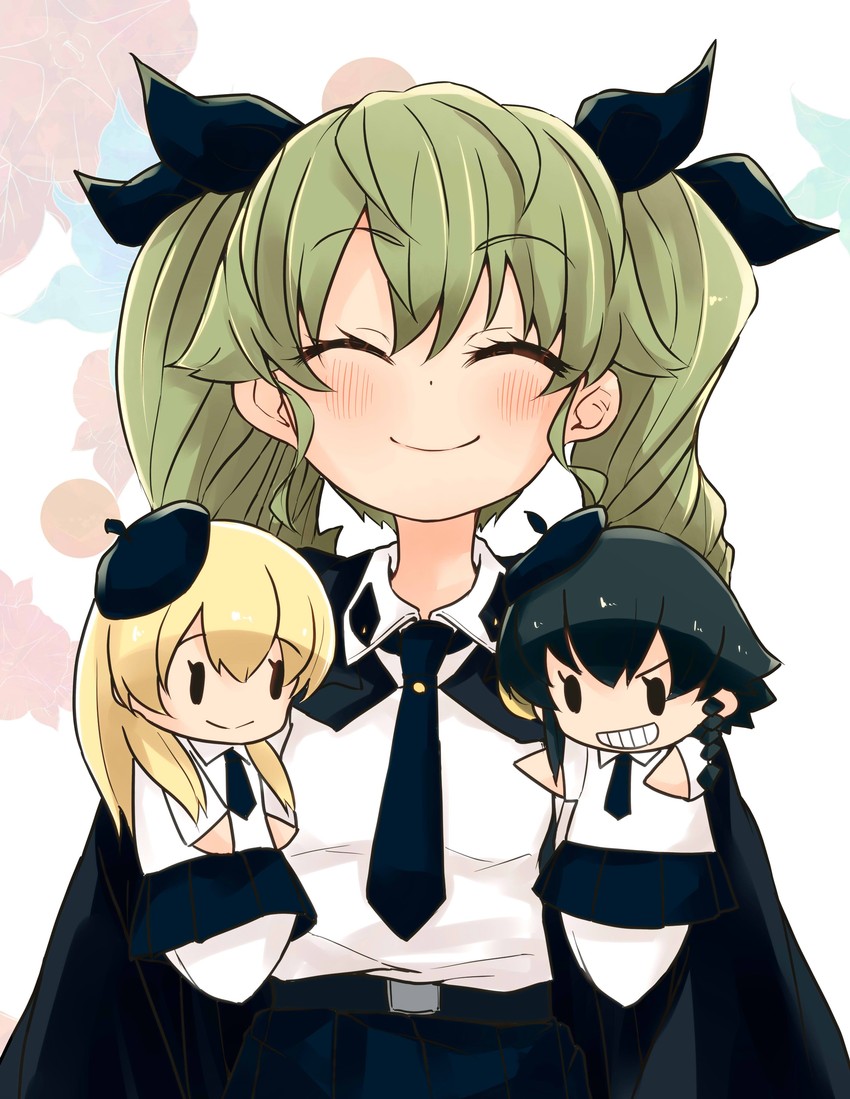 anchovy, pepperoni, and carpaccio (girls und panzer) drawn by barashiya