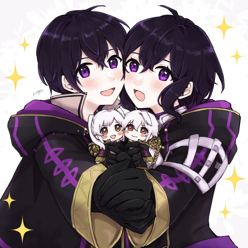 female robin, male robin, female morgan, and male morgan (fire emblem and 2 more) drawn by misato_hao