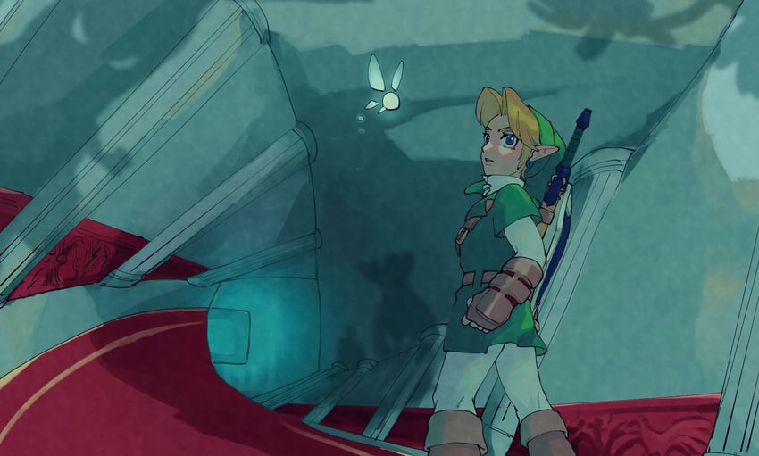 link and navi (the legend of zelda and 1 more) drawn by yamori_(yamoooon21)