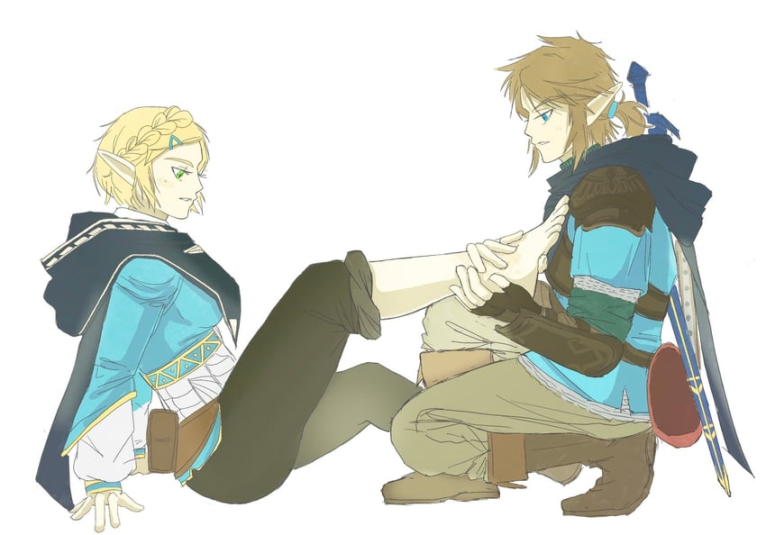 link and princess zelda (the legend of zelda and 1 more) drawn by zenk_21