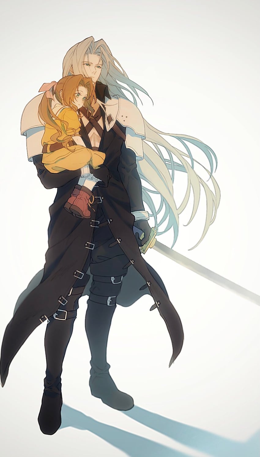 aerith gainsborough and sephiroth (final fantasy and 2 more) drawn by 0_ebj