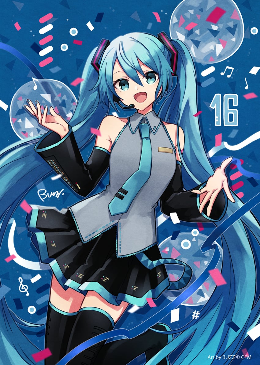 hatsune miku (vocaloid and 1 more) drawn by buzz_(moi)
