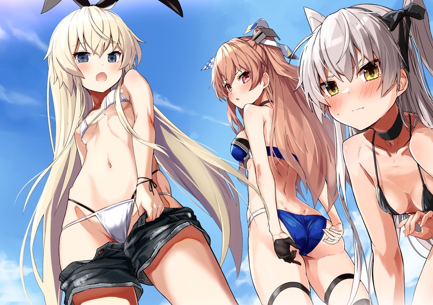 shimakaze, amatsukaze, johnston, and johnston kai (kantai collection) drawn by takanashi_kei_(hitsujikan)